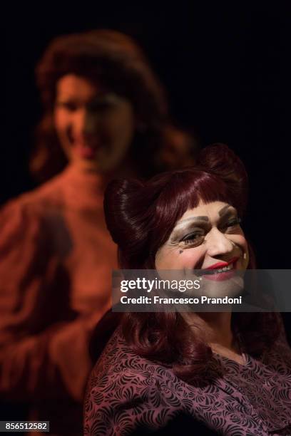 Nicola Olivieri AKA Turbina Marinetti of Le Sorelle Marinetti performs on stage at Blue note on October 1, 2017 in Milan, Italy.