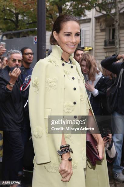 Model, Adriana Abascal, attends the Valentino show as part of the Paris Fashion Week Womenswear Spring/Summer 2018 on October 1, 2017 in Paris,...