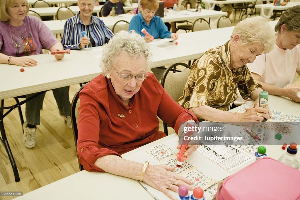 Women playing bingo