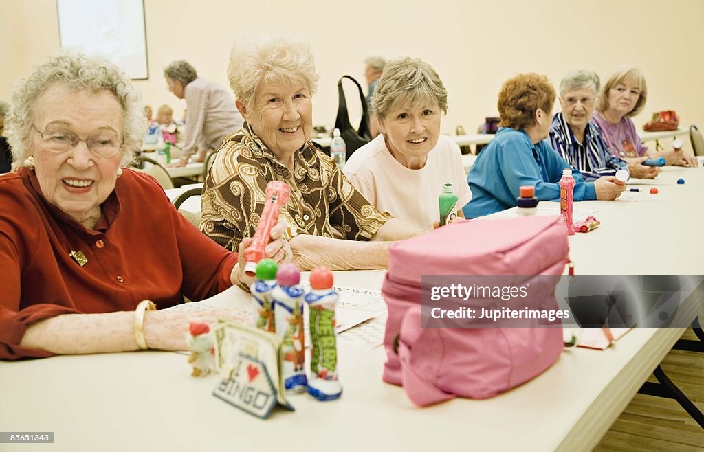 Women playing bingo