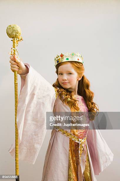 girl in princess costume - sceptre ストックフォトと画像