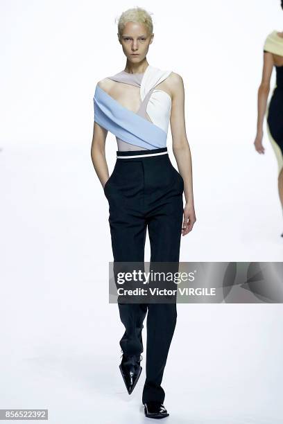 Model walks the runway during the Haider Ackermann Ready to Wear Spring/Summer 2018 fashion show as part of the Paris Fashion Week Womenswear...