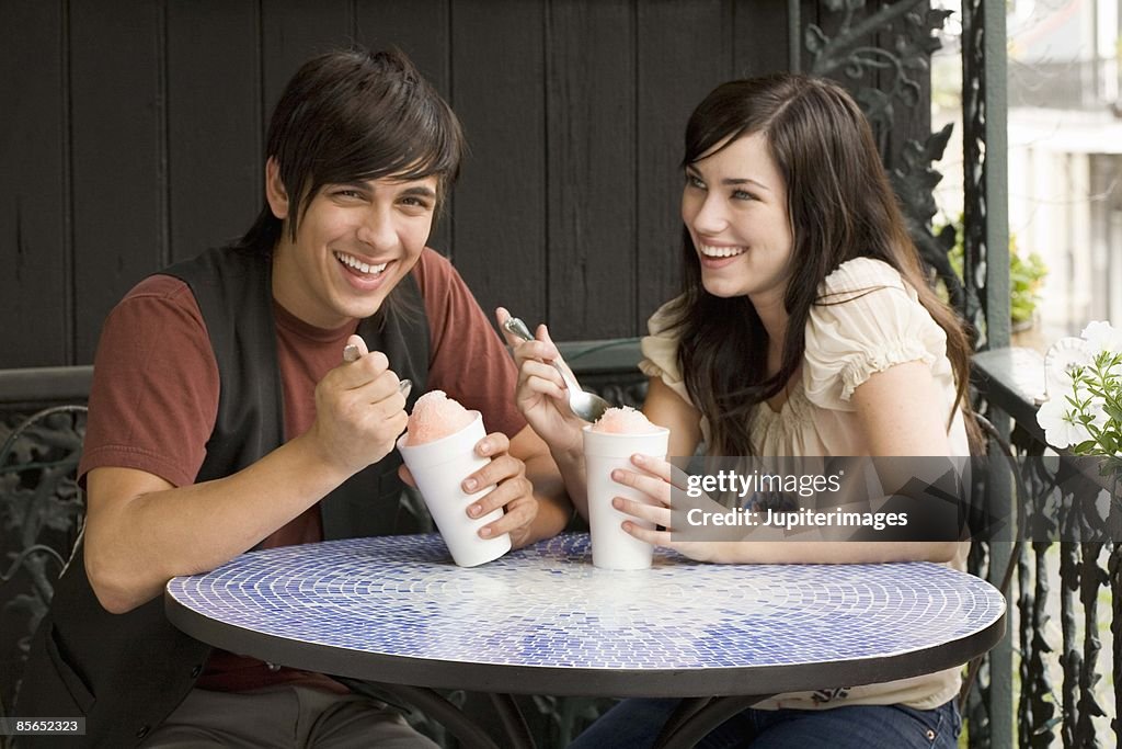 Couple with snowcones