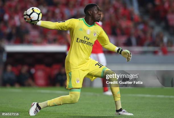 Benfica goalkeeper Bruno Varela from Portugal in action during the Primeira Liga match between SL Benfica and Portimonense SC at Estadio da Luz on...