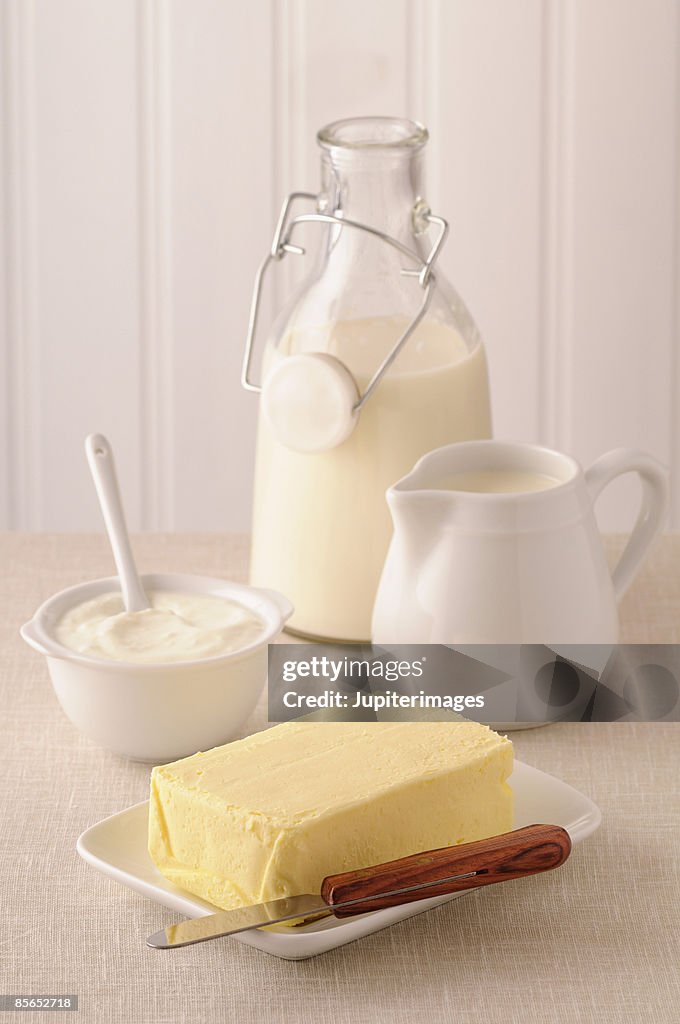 Assortment of fresh dairy products
