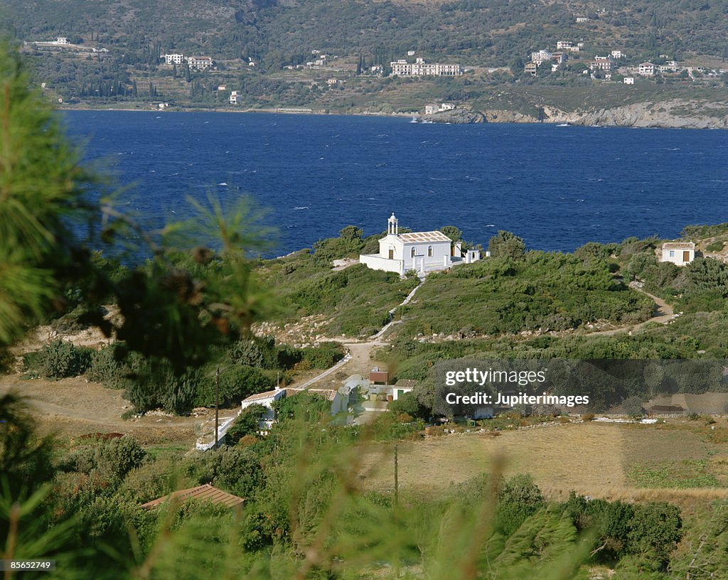 Chapel by ocean , Samos , Greece