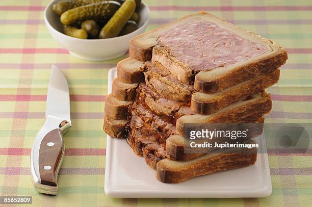 meat spread baked in pastry crust - pate stock-fotos und bilder