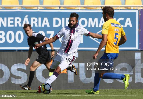 Chaves forward Perdigao from Brazil in action during the Primeira Liga match between GD Estoril Praia and GD Chaves at Estadio Antonio Coimbra da...