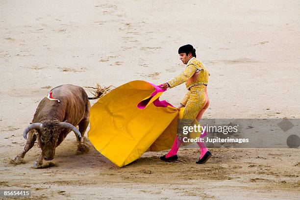bullfighter and bull - corrida de touros imagens e fotografias de stock