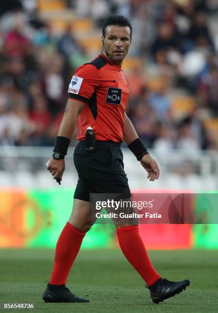 September 18: Referee Bruno Paixao in action during the Portuguese Primeira Liga match between Portimonense SC and CD Feirense at Estadio Municipal...