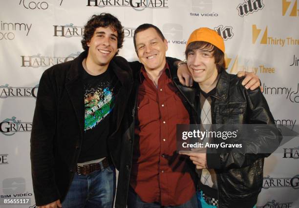 Actors Tyler Thomas, Bob May and Creagan Dow at the Harris Grade Music Video Release Party at Cinespace on March 26, 2009 in Hollywood, California.