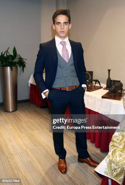 Bullfighter Gonzalo Caballero receives XVIII Dinastia Bienvenida Trophy of San Isidro Fair on September 29, 2017 in Madrid, Spain.