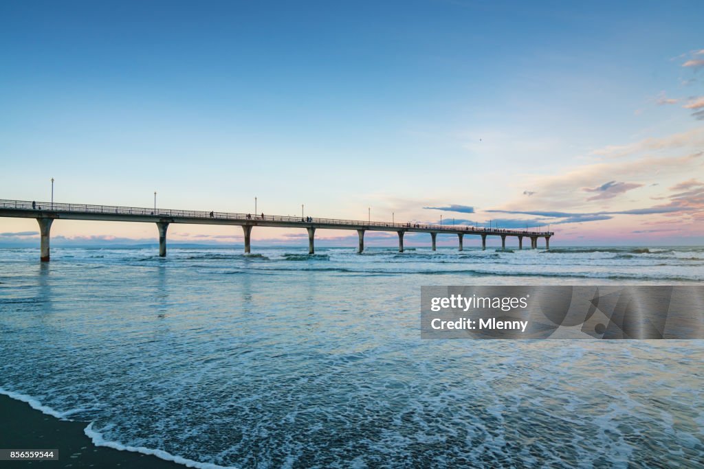 New Brighton Beach Pier Christchurch New Zealand