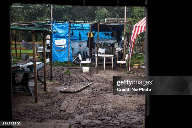 View for the camp kitchen. &quot;Camp for Forest&quot; Pogorzelce near Bialowieza on September 22, 2017.