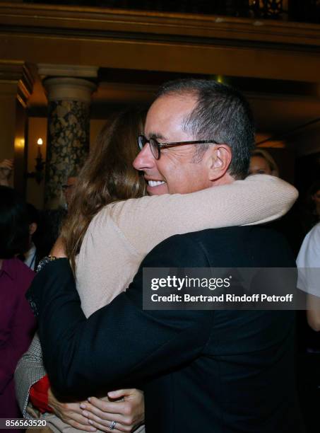 Stylist Stella McCartney and actor Jerry Seinfeld pose Backstage after the Stella McCartney show as part of the Paris Fashion Week Womenswear...