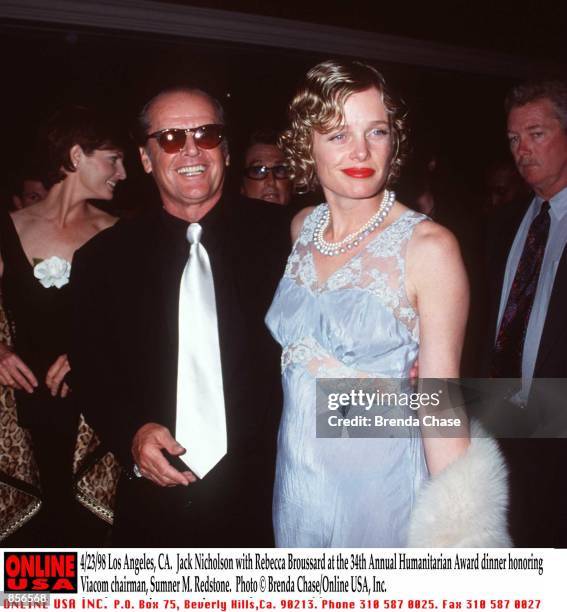 Los Angeles, CA. Jack Nicholson with Rebecca Broussard at the 34th Annual Humanitarian Award Dinner honoring Viacom chairman, Sumner M. Redstone.