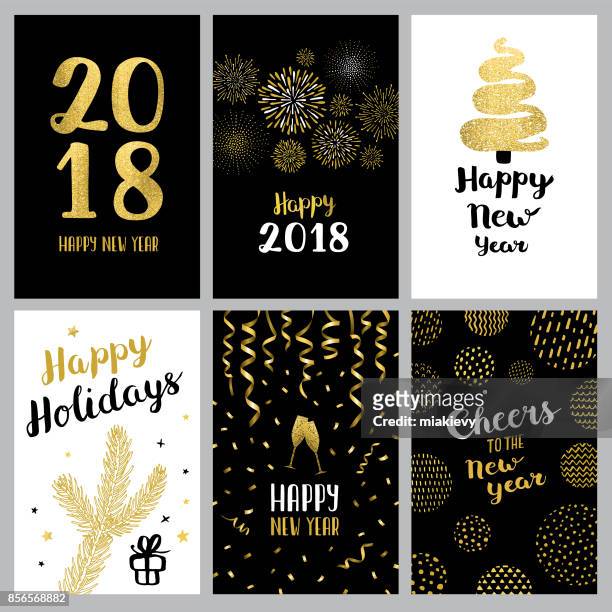 ilustraciones, imágenes clip art, dibujos animados e iconos de stock de feliz año nuevo 2018 banners - brindar