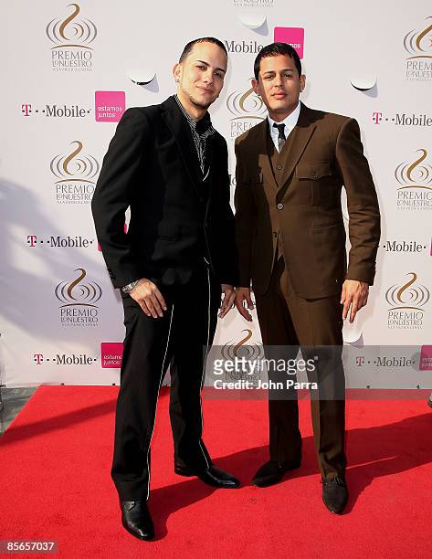 Angel Y Kris attend the T-Mobile's red carpet fan experience at Premio Lo Nuestro a la Musica Latina at BankUnited Center on March 26, 2009 in Coral...