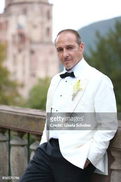 Bridegroom Erdogan Atalay before his church wedding with Katja Ohneck at Heidelberg Castle on September 30, 2017 in Heidelberg, Germany.