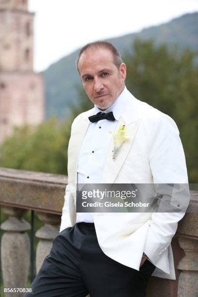 Bridegroom Erdogan Atalay before his church wedding with Katja Ohneck at Heidelberg Castle on September 30, 2017 in Heidelberg, Germany.