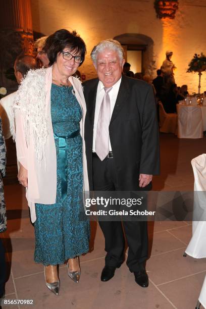 Teo Atalay, father of Erdogan and his wife Theresia during the church wedding of Erdogan Atalay and Katja Ohneck at Heidelberg Castle on September...