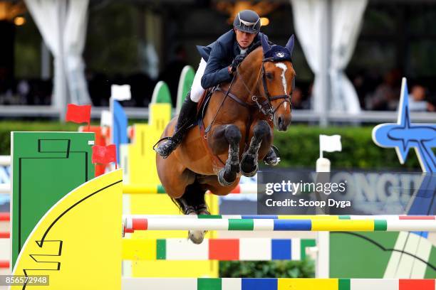 Gregory WATHELET of Belgium riding Leicester during the Longines FEI Nations Cup Jumping Final at CSIO5 on October 1, 2017 in Barcelona, Spain.