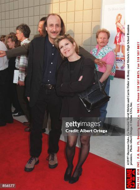 Sherman Oaks, CA Director David Mirkin and Carrie Fisher at the prmeiere of Romy and Michele's High school Reunion.