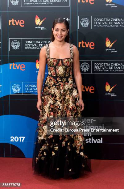 Hiba Abouk attends the red carpet of the closure gala during 65th San Sebastian Film Festival at Kursaal on September 30, 2017 in San Sebastian,...