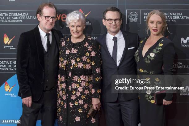 Bjor Runge, Glenn Close, Christian Slater and Annie Starke attend the red carpet of the closure gala during 65th San Sebastian Film Festival at...