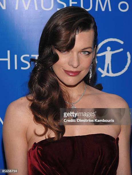 Milla Jovovich attends the 2009 American Museum of Natural History's Museum dance at the American Museum of Natural History on March 26, 2009 in New...