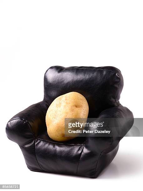 couch potato, on white background with copy-space - couch potato expressão em inglês - fotografias e filmes do acervo