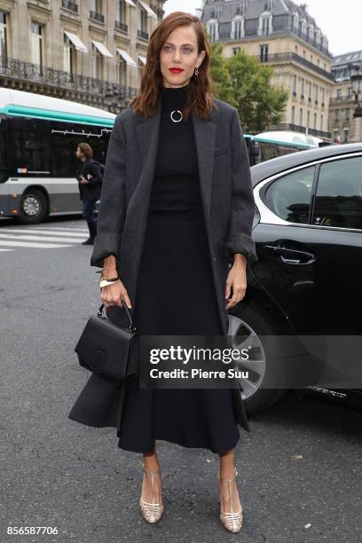 Aymeline Valade arrives at the Stella McCartney show as part of the Paris Fashion Week Womenswear Spring/Summer 2018 on October 2, 2017 in Paris,...