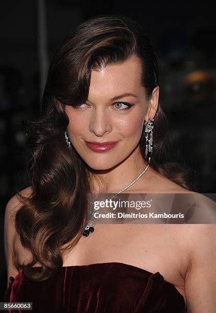 Milla Jovovich attends the 2009 American Museum of Natural History's Museum dance at the American Museum of Natural History on March 26, 2009 in New...