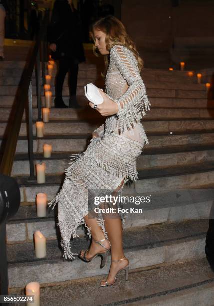 Nadine Leopold attends The Vogue Party : Outside Arrivals as part of the Paris Fashion Week Womenswear Spring/Summer 2018 on October 1, 2017 in...