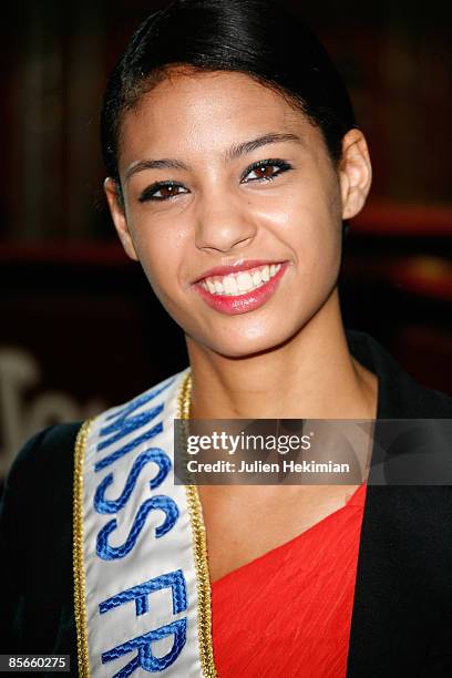 Miss France 2009 Chloe Mortaud attends the Cabriolet, Coupe and SUV exhibition at Parc des Expositions on March 27, 2009 in Paris, France.