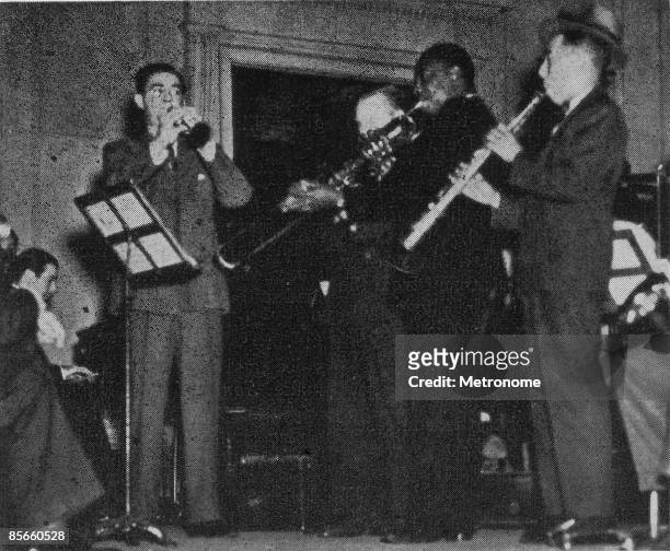 American band leader and clarinettist Benny Goodman and his band rehearse for their debut perfomance at Carnegie Hall, New York, New York, January...