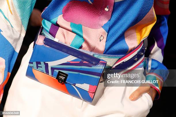 Model presents a creation for Leonard Paris during the women's 2018 Spring/Summer ready-to-wear collection fashion show in Paris, on October 2, 2017.