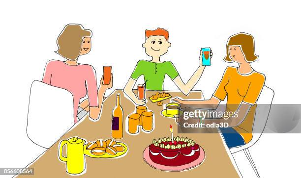 mixed birthday - foodie stock illustrations
