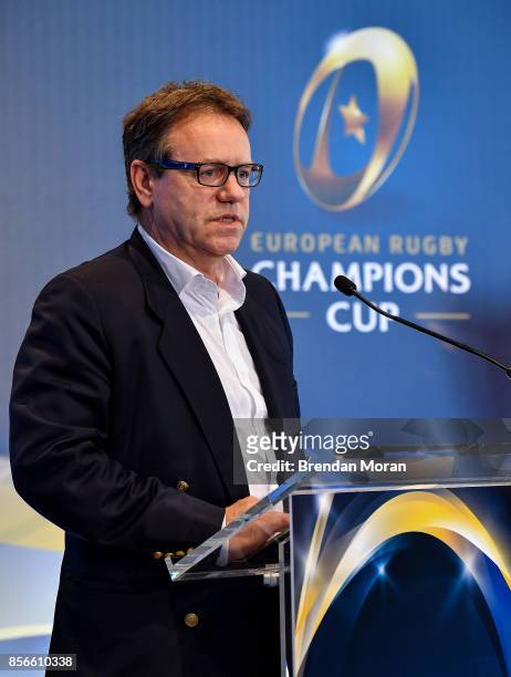 Dublin , Ireland - 2 October 2017; EPCR Chairman Simon Halliday in attendance at the European Rugby Champions Cup and Challenge Cup 2017/18 season...