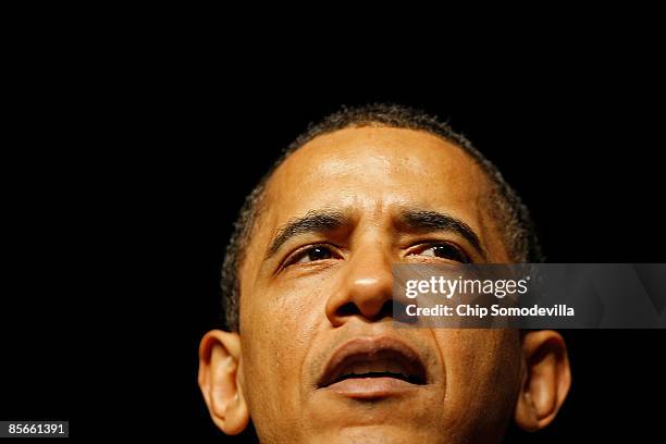 President Barack Obama delivers remarks during the ceremonial installation for U.S. Attorney General Eric Holder at George Washington University...