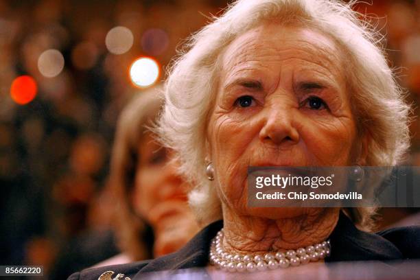 Ethel Kennedy attends the ceremonial installation for U.S. Attorney General Eric Holder at George Washington University March 27, 2009 in Washington,...