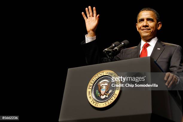 President Barack Obama delivers remarks during the ceremonial installation for U.S. Attorney General Eric Holder at George Washington University...