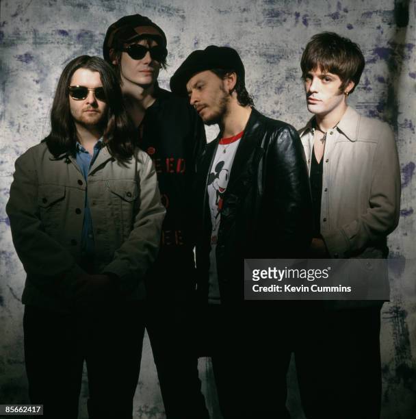 Welsh rock group Manic Street Preachers, London, 2nd June 1993. Left to right; drummer Sean Moore, bassist Nicky Wire, singer James Dean Bradfield...
