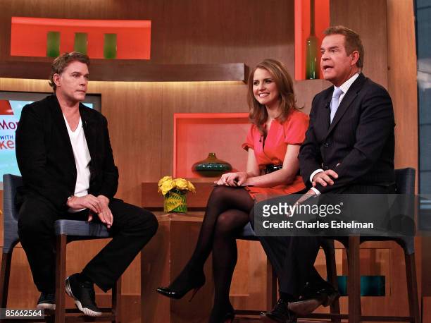 Actor Ray Liotta visits with temporary co-host and anchor from Fox Business Network Jenna Lee and show host Mike Jerrick on FOX's "The Morning Show...