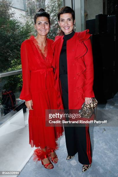Giovanna Battaglia and Cristina Cordula attend the Giambattista Valli show as part of the Paris Fashion Week Womenswear Spring/Summer 2018 on October...