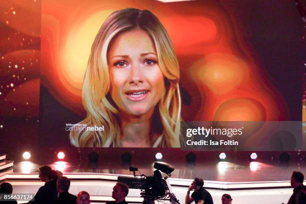 Superimposition of Helene Fischer during the tv show 'Willkommen bei Carmen Nebel' at TUI Arena on September 30, 2017 in Hanover, Germany.