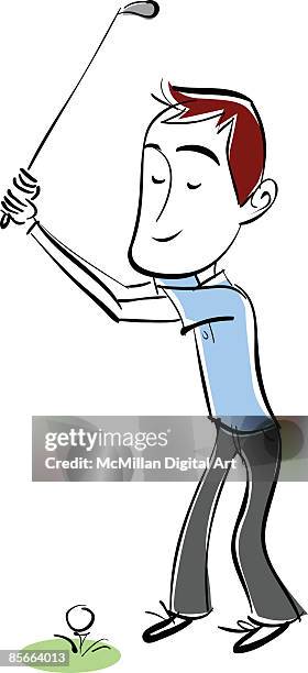 man golfing - portrait studio shot stock illustrations