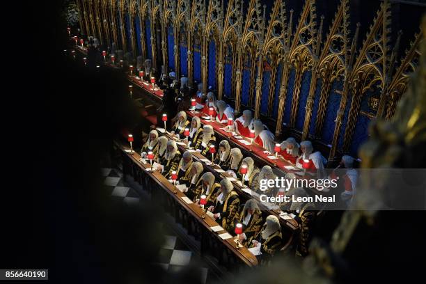 Group of High Court Judges sit in Westminster Abbey during the annual service to mark the start of the legal year, on October 2, 2017 in London,...