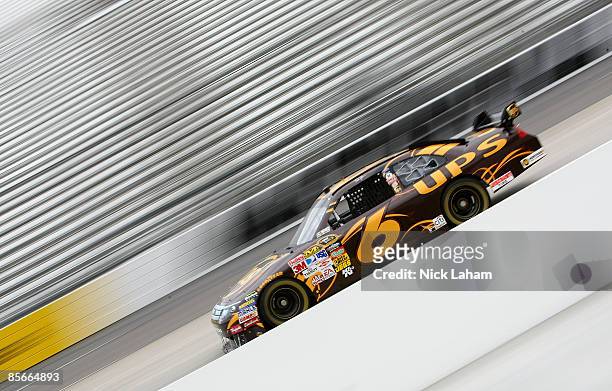 David Ragan, driver of the UPS Ford, drives during practice for the NASCAR Sprint Cup Series Goody�s Fast Pain Relief 500 at the Martinsville...