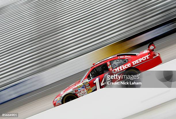 Tony Stewart, driver of the Office Depot Chevrolet drives during practice for the NASCAR Sprint Cup Series Goody�s Fast Pain Relief 500 at the...
